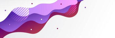 Modern gradyan kırmızı sıvı dalga eğrisi soyut afiş arkaplanı ve geometrik şekiller. Renkli yatay geniş ağ başlık tasarımı. Vektör grafik tasarım pankart şablonu.