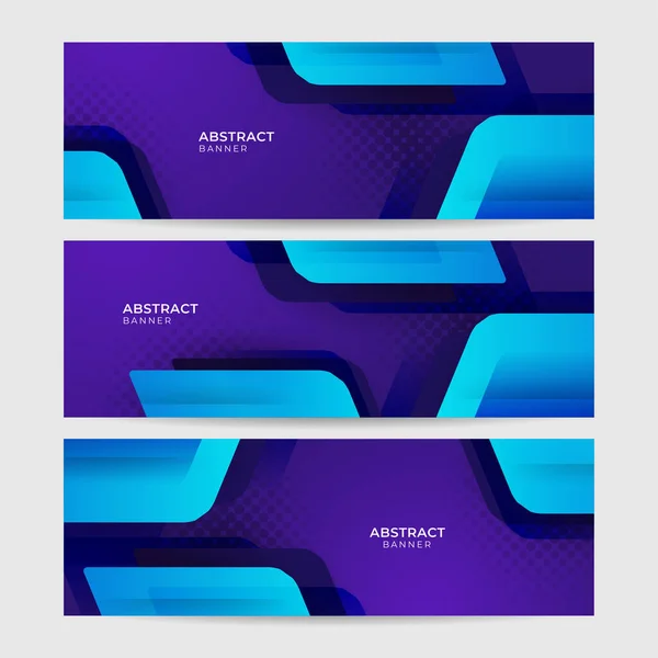 Moderno Azul Púrpura Abstracto Banda Ancha Banner Fondo Con Formas — Archivo Imágenes Vectoriales