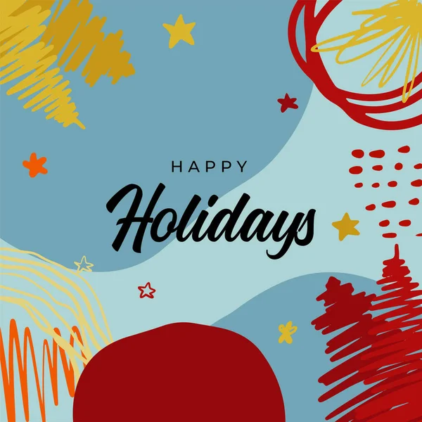 Joyeux Voeux Noël Trendy Abstrait Carré Vacances Hiver Modèles Art — Image vectorielle