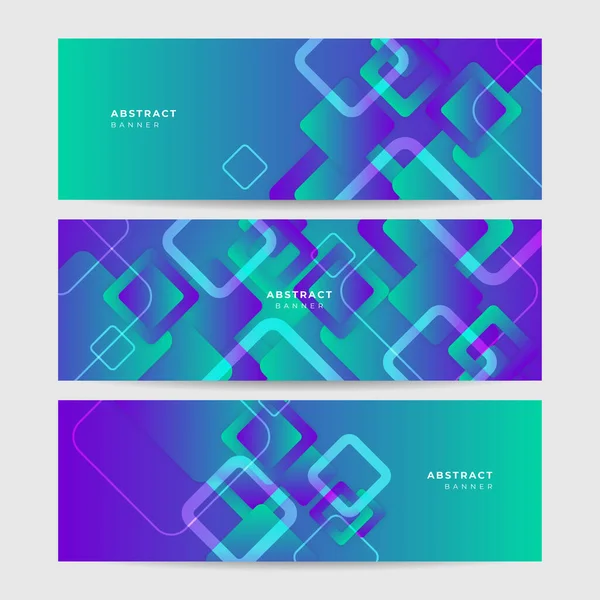 Colorful Blue Green Purple Vibrant Web Banner Background Template Abstract — Stock Vector