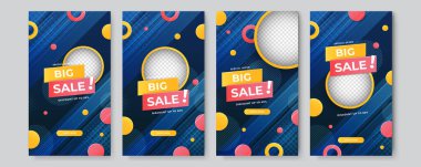 Büyük satış için hikaye şablonu, Kara Cuma, yeni yıl indirimi, sevgililer günü indirimi, flaş satış ve Noel indirimi. Sosyal medya şablonu, sunum, ilan, poster, davetiye. Instagram hikayesi maketi.