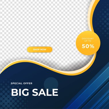 Modern mavi posta şablonu tasarım arka planı. Flaş satış, Noel, Sevgililer Günü, yeni yıl, yaz indirimi. Sosyal medya, sunum, el ilanı, poster, davetiye, internet reklamları için uygun.