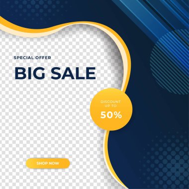 Modern mavi posta şablonu tasarım arka planı. Flaş satış, Noel, Sevgililer Günü, yeni yıl, yaz indirimi. Sosyal medya, sunum, el ilanı, poster, davetiye, internet reklamları için uygun.