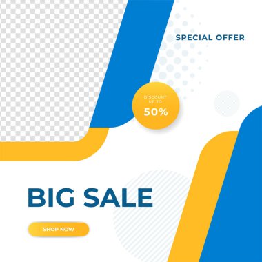 Modern mavi posta şablonu tasarım arka planı. Flaş satış, Noel, Sevgililer Günü, yeni yıl, yaz indirimi. Sosyal medya, sunum, el ilanı, poster, davetiye, internet reklamları için uygun.