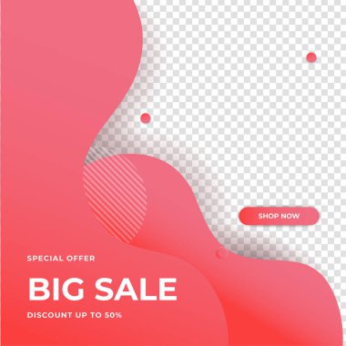 Modern kırmızı satış posta şablonu tasarım arka planı. Flaş satış, Noel, Sevgililer Günü, yeni yıl, yaz indirimi. Sosyal medya, sunum, el ilanı, poster, davetiye, internet reklamları için uygun.