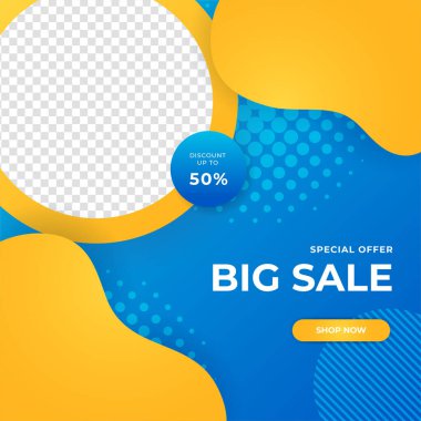 Modern mavi posta şablonu tasarım arka planı. Flaş satış, Noel, Sevgililer Günü, yeni yıl, yaz indirimi. Sosyal medya, sunum, el ilanı, poster, davetiye, internet reklamları için uygun.