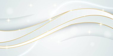 Modern beyaz ve altın soyut arka plan. Soyut geometrik şekil beyaz altın zemin ışık ve gölge 3D katmanlı sunum tasarımı için.