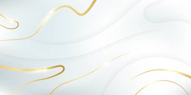 Modern beyaz ve altın soyut arka plan. Soyut geometrik şekil beyaz altın zemin ışık ve gölge 3D katmanlı sunum tasarımı için.