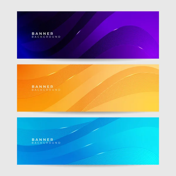 Colorful Web Banner Abstract Geometrics Collection Horizontal Promotion Banners Gradient — Stock Vector