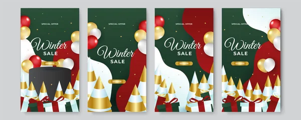 Set Von Editierbaren Story Banner Vorlagen Weihnachten Winterschlussverkauf Vorlage Design — Stockvektor
