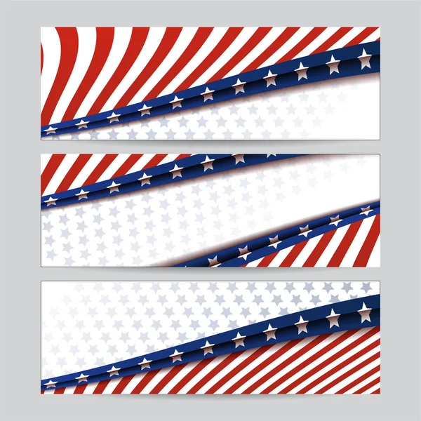 Set American Banner Background Template American Nation Banner National Flag — Stock Vector