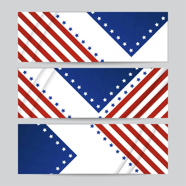 Set American Banner Background Template American Nation Banner National Flag — Stock Vector