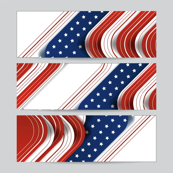 Set Von Amerikanischen Banner Hintergrundvorlage Amerikanisches Nationalbanner Mit Nationalflagge Unabhängigkeit — Stockvektor