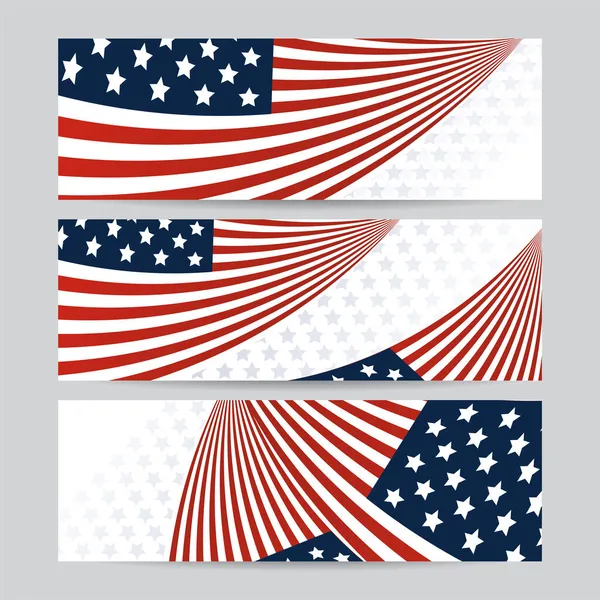 Set Von Amerikanischen Banner Hintergrundvorlage Amerikanisches Nationalbanner Mit Nationalflagge Unabhängigkeit — Stockvektor