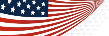 Amerikan mavi ve kırmızı afiş arka plan şablonu. Amerikan ulusunun ulusal bayrağı, bağımsızlık ve özgürlük vektörü. ABD kır günü kutlaması. Amerikan bayrağı sallayan vatansever bir geçmişi var.