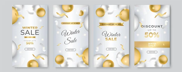 Set Von Trendigen Editierbaren Winter Frohe Weihnachten Neujahr Verkauf Banner — Stockvektor