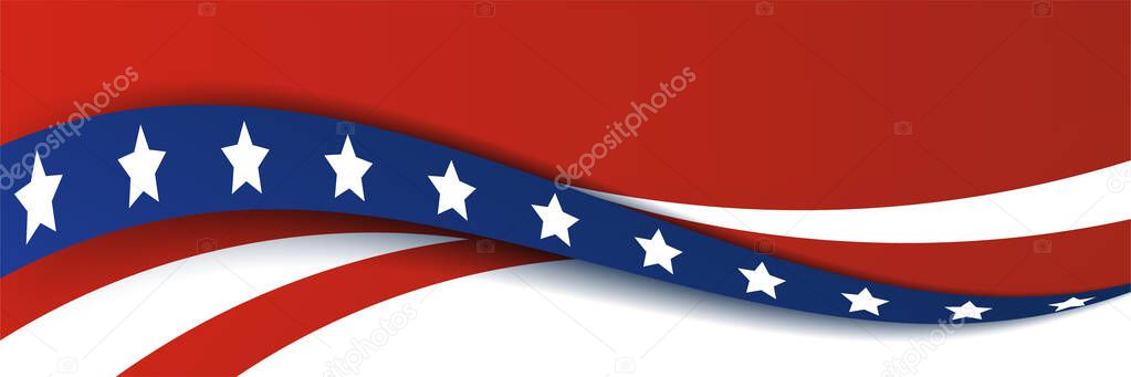 American blue and red banner background template. American nation banner with national flag Independence and freedom vector. USA country day celebration. Patriotic background with waving American flag