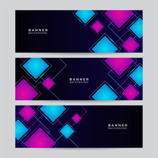 Set Minimal Abstract Banner Background Dynamic Blue Pink Geometric Square — Stock Vector