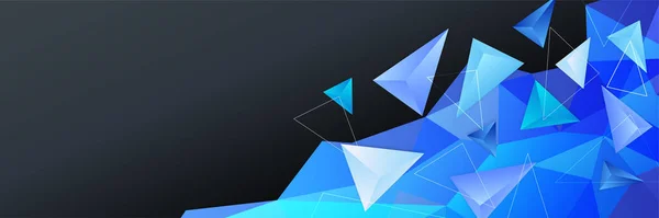 Abstraktes Blaues Banner Mit Linie Geometrisch Polygon Hintergrund Des Vektordesign — Stockvektor