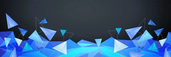 Banner Azul Abstracto Con Línea Geométrico Polígono Fondo Red Diseño — Vector de stock