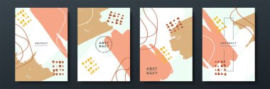 Modern soyut kapaklar seti, minimal kapaklar tasarımı. Renkli geometrik arkaplan, vektör çizimi.