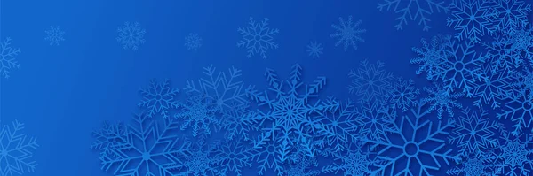 Modrý Vánoční Prapor Sněhovými Vločkami Veselé Vánoce Šťastný Nový Rok — Stockový vektor