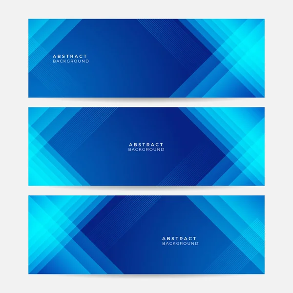 Set Von Blauem Banner Hintergrund Moderne Abstrakte Gradient Dunkelmarineblauen Banner — Stockvektor