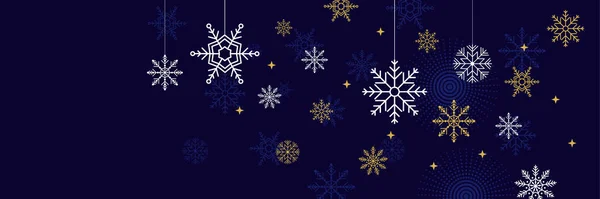 Carte Noël Fond Bannière Avec Illustration Vectorielle Bordure Flocon Neige — Image vectorielle