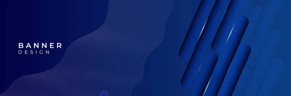 最小限の幾何学的青の背景 オレンジ色の線でダイナミックな青の図形 ベクトルエネルギー技術の概念抽象的な背景テクスチャデザイン 明るいポスター バナー — ストックベクタ