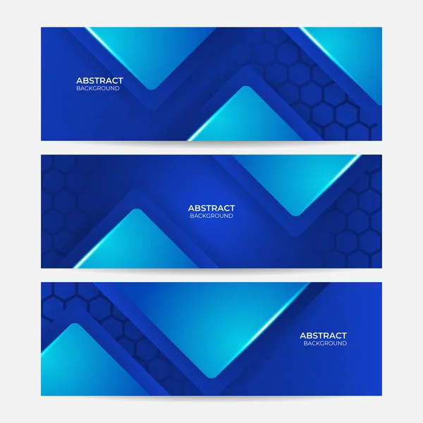 Set Abstract Geometric Dark Navy Blue Banner Background Set Banner — Stock Vector