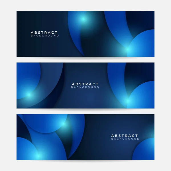 Ensemble Fond Abstrait Géométrique Bleu Marine Foncé Bannière Ensemble Modèles — Image vectorielle
