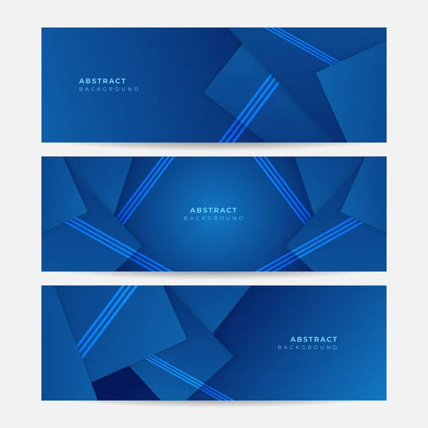 Sada Moderní Tmavě Modrý Prapor Pozadí Vektorové Abstraktní Grafický Design — Stockový vektor