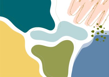 Çıplak pastel renklerde organik soyut şekillere sahip modern tarz şablon. Güzellik markası tasarımı için tarafsız bir arkaplan. Güzellik markası tasarımı için çağdaş kolaj. Vektör İllüstrasyonu