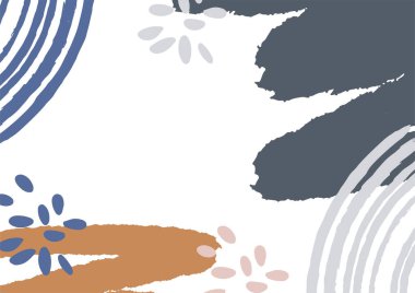 Yaratıcı sert boya kaplama tasarım arka plan vektörü. Davetiye, Parti kartı, Sosyal Vurgulama Kapakları ve hikayeler sayfası için metin tasarımı için kopya alanı ile en az modayı oluşturan organik şekiller