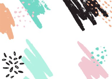 Minimum fırça arka planı. Elle çizilmiş organik şekil ve dokularla modern renkli vektör kolajları. Moda yaratıcı çağdaş tasarım