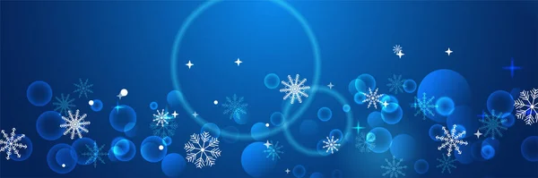 Blue Christmas Banner Snowflakes Merry Christmas Happy New Year Greeting — Stock Vector