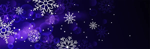 Banner Azul Navidad Con Copos Nieve Feliz Navidad Feliz Año — Vector de stock