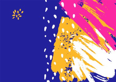 Fırça darbeleri ve karalamalarla soyut renkli arka plan. Soyut minimal organik memphis tarzı.