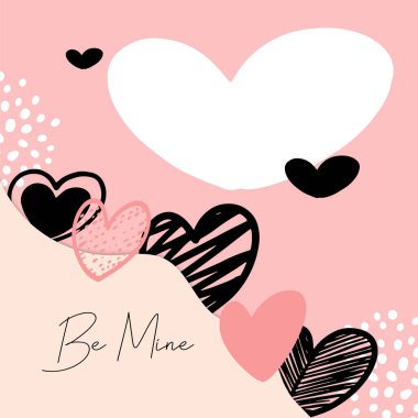 Sevgililer Günü kartı şablonu tasarımı. Vektör illüstrasyonu.