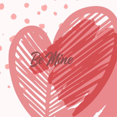 Sevgililer Günü tebrik kartları hazır. Kalpleri düz olan ince bir çizgi dizaynı. El yazısı, dekoratif fırça darbeleri, hediyeler, kartlar, posterler için aşk sembolleri.