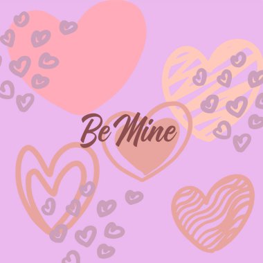 Sevgililer Günü tebrik kartları hazır. Kalpleri düz olan ince bir çizgi dizaynı. El yazısı, dekoratif fırça darbeleri, hediyeler, kartlar, posterler için aşk sembolleri.