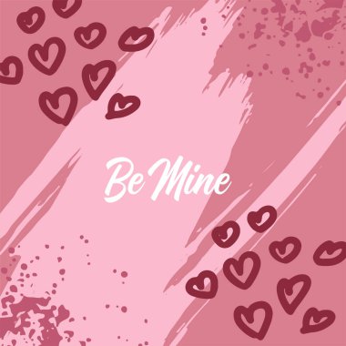 Büyük Sevgililer Günü tebrik kartları, arka planda el yazısıyla yazılmış tebrik mektupları ve desenli fırça darbeleri. Sevgililer günün kutlu olsun. Sözlerini seviyorum, konsepti seviyorum. vektör illüstrasyonu