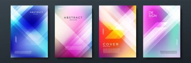 Modern soyut kapaklar seti, minimal kapaklar tasarımı. Renkli geometrik arka plan. Minimum geometrik şekiller bileşimi. Gelecekçi modeller. Vektör illüstrasyonu.