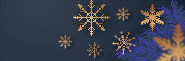 Zimní Vánoční Prapor Sněhovými Vločkami Veselé Vánoce Šťastný Nový Rok — Stockový vektor