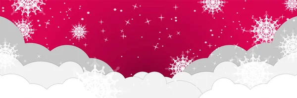 2022年冬季圣诞节 挂满雪花的横幅 圣诞快乐 新年快乐 横向新年背景 — 图库矢量图片