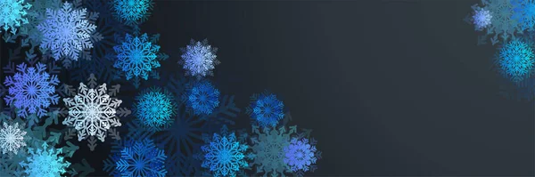 Invierno Navidad 2022 Bandera Con Copos Nieve Feliz Navidad Feliz — Vector de stock