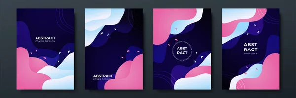 抽象ベクトルは 青色のピンク波を持つ設計テンプレートをカバーする 幾何学的勾配の背景 装飾プレゼンテーション パンフレット カタログ ポスター 雑誌の背景 — ストックベクタ