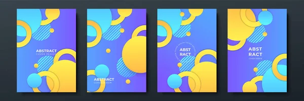 Абстрактний Вектор Покриває Шаблон Дизайну Геометричне Коло Синьо Жовтий Градієнтний — стоковий вектор
