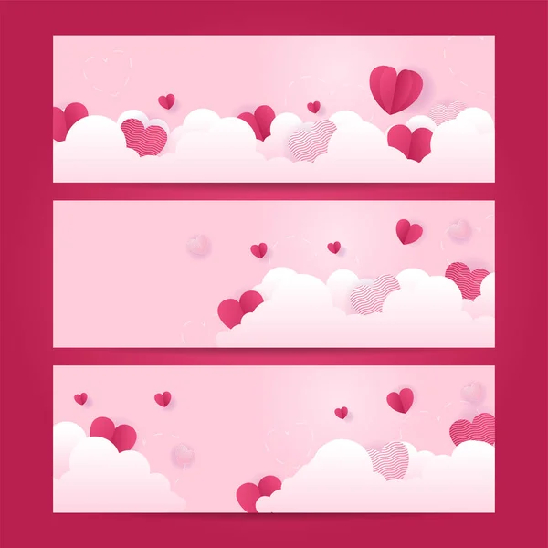 Happy Valentine Day Banner Holiday Pink Background Design Heart Design — Stock Vector
