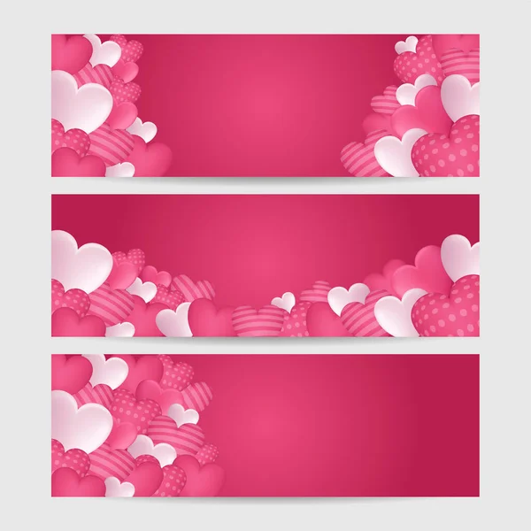 Χαρούμενο Πανό Του Αγίου Βαλεντίνου Διακοπές Ροζ Φόντο Σχεδιασμό Καρδιά — Διανυσματικό Αρχείο